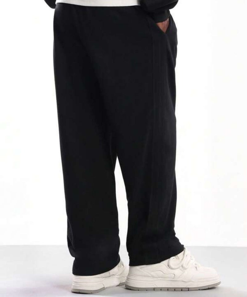 فلاينوف بنطال رياضي رجالي أسود سادة فاخر من الصوف الثقيل بقصة مريحة مع رباط قابل للتعديل - Image 3